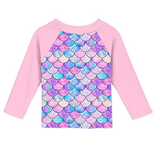 Kids Girls Rash Guard 2pcs Swimsuit Long Sleeves Mermaid Bathing Suit Swimwear Sunsuit UPF 50+3