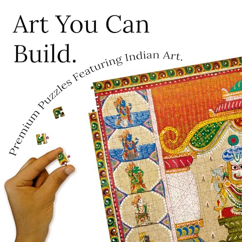 Image of 91 Knots | Lord Jagannath, Subhadra and Balabhadra 1000 Pieces Premium Wooden Jigsaw Puzzle for Adults and Kids 12+ Years | Painting Puzzle with Unique Cuts | Festival Gifts for Parents and Friends