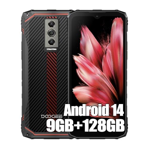 DOOGEE Blade 10 4G Rugged Smartphone (2024), 9GB + 128GB, 6.56", 16MP AI Fotocamera + 8MP, 5150mAh Batteria, Android 14 Cellulare Impermeabile, Octa Core, IP68/Thin/NFC/Face ID Rosso