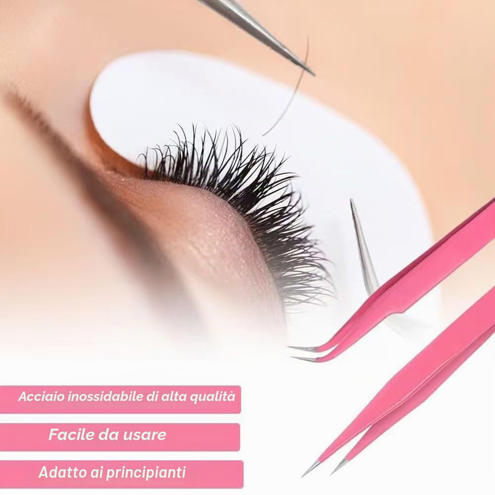 Pinzetta, 2 Pinzetta Extension Ciglia e 1 Pennello Ciglia, Kit Pinzetta per Ciglia, Pinzette Diritto e Curvo Tip Pinzette, Professionale Pinzette in Acciaio Inox, per Estensioni Ciglia, DIY