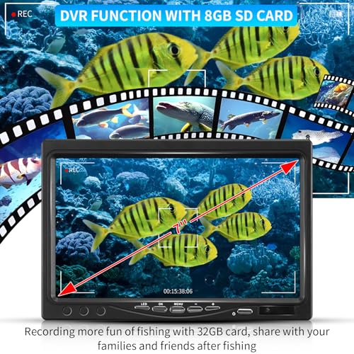 Image of Geloo Underwater Fishing Camera, DVR Video Fish Cam, Portable Video Cameras Fish Finder, Fish Finder Waterproof 1000TVL Fishing Camera 12pcs Infrared Lights for Lake, Boat, Ice Fishing (30M)
