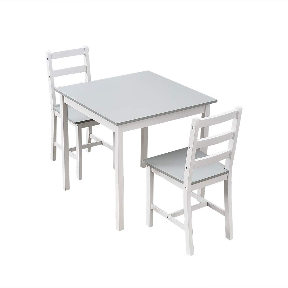 Panana Wooden Dining Table With 2 Chairs Contemporary Dining Set Three Colors (Grey White)
