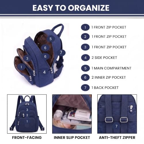 Image of TS WITH TECHSUN Stylish Lightweight Water Resistant Backpack for Women Girls | Anti-Theft Adjustable Shoulder Strap Bag | Multipocket Daypack for Travel, Shopping, Office, Work