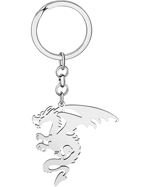 LONYOO Stainless Steel Dragon Keychain Fantasy Dinosaur Keyring Gifts for Women Girls Car Keys Purse Charms Bag Accessories