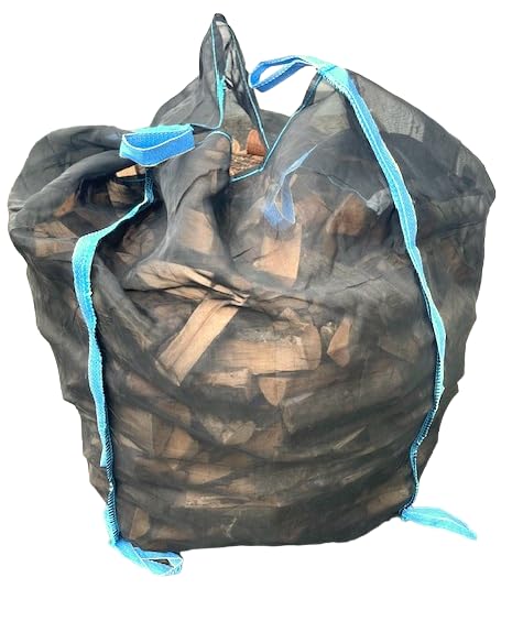 5 pezzi Woodbag Big Bag 100 x 100 x 130 cm in polipropilene con rete per legna da ardere - Fondo chiuso - Stabile e permeabile all'aria - Nero (senza contenuto)