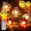 Timer 8 modes10ft 30led thanksgiving lights decoration battery operated copper wire string lights thanksgiving turkey maple pumpkin lights thanksgiving lights indoor home autumn harvest fall decor  urban country home decor