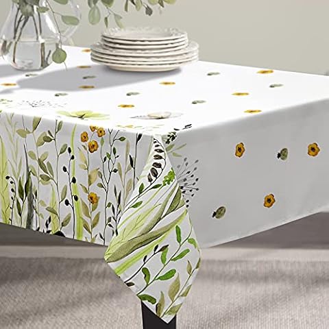 ColorBird Spring & Summer Tablecloth Wildflowers Table Cloth Water Resistant Spillproof Polyester Fabric Table Cover for Kitchen Dinning Tabletop Decoration (Round, 60 Inch, Wild Flowers) Cover