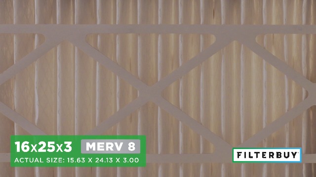 Image of Filterbuy 16x25x3 Air Filter MERV 8 Essential Dust & Allergy Defense (2-Pack), Electrostatic Pleated HVAC AC Furnace Filters for Trion Air Bear, Lennox X0581 & More (Actual Size: 15.63 x 24.13 x 3.00)