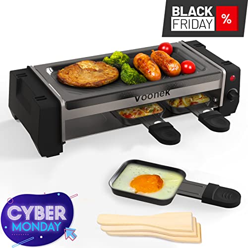 Raclette 2 Personen Raclette Grill Mini Raclette 3 Pfännchen 3 Raclette Holzspatel Tischgrill Elektrisch Korean BBQ… – Bild 3
