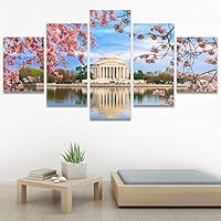 SIGNWIN 5 Panel Canvas Wall Art Modern Art Multicolor Nature Photography Relax/Calm Romantics Waterfall for Home Decorations Ready to Hang - 60