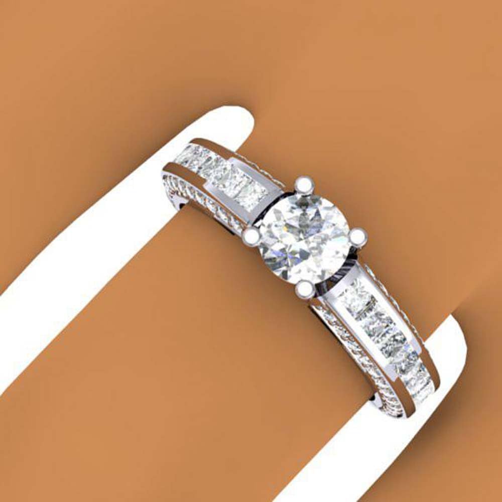 Dazzlingrock Collection 1.75 Ctw 14K Real Solid Gold Round & Princess Cut Natural Diamond Women Solitaire Bridal Engagement Ring