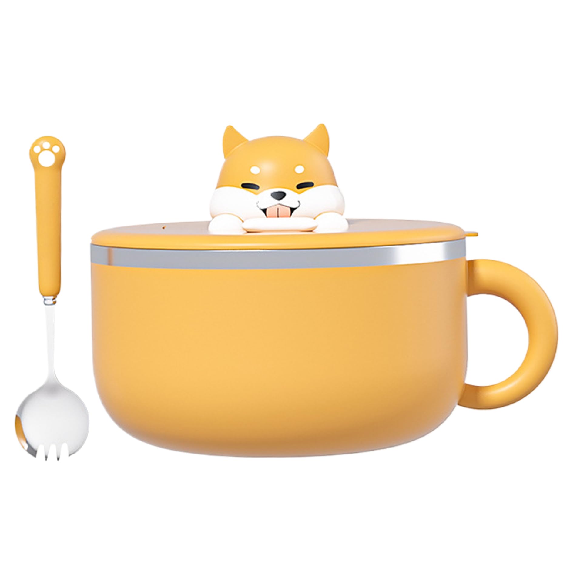 Ramen bol avec couvercle, bol de nouilles instantanées, bol de ramen de 1200 ml avec poignée et couvercle cuiseur ramen portable avec salade de cuillère à lunch basse de cuisine bol pour dortoir à la