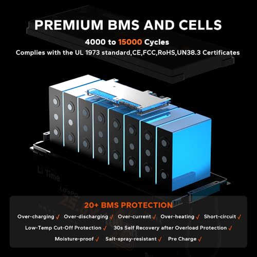 Image of LiTime 24V 100Ah LiFePO4 Lithium Battery, Bluetooth 5.0, Low-Temp Cutoff Protection, 4000+ Deep Cycles, Built-in 100A BMS for Marine, Trolling Motors, RVs,Off-Grid