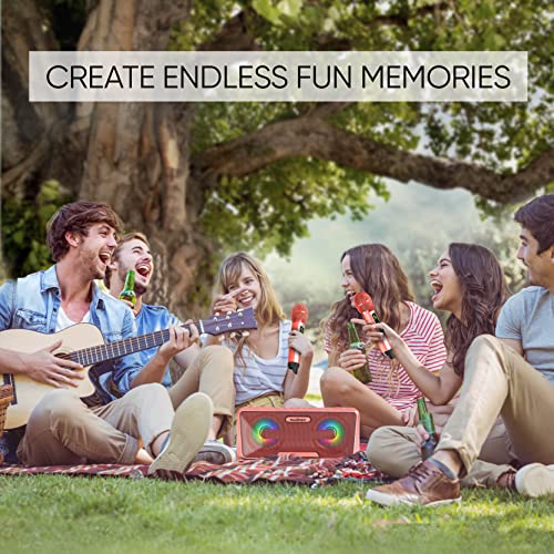 Masingo Karaoke Machine For Adults And Kids With 2 Wireless Microphones, Portable Bluetooth Singing Speaker, Colorful Led Lights, Pa System, Lyrics Display Holder & Tv Cable - G2 Fire Pink #TOP6