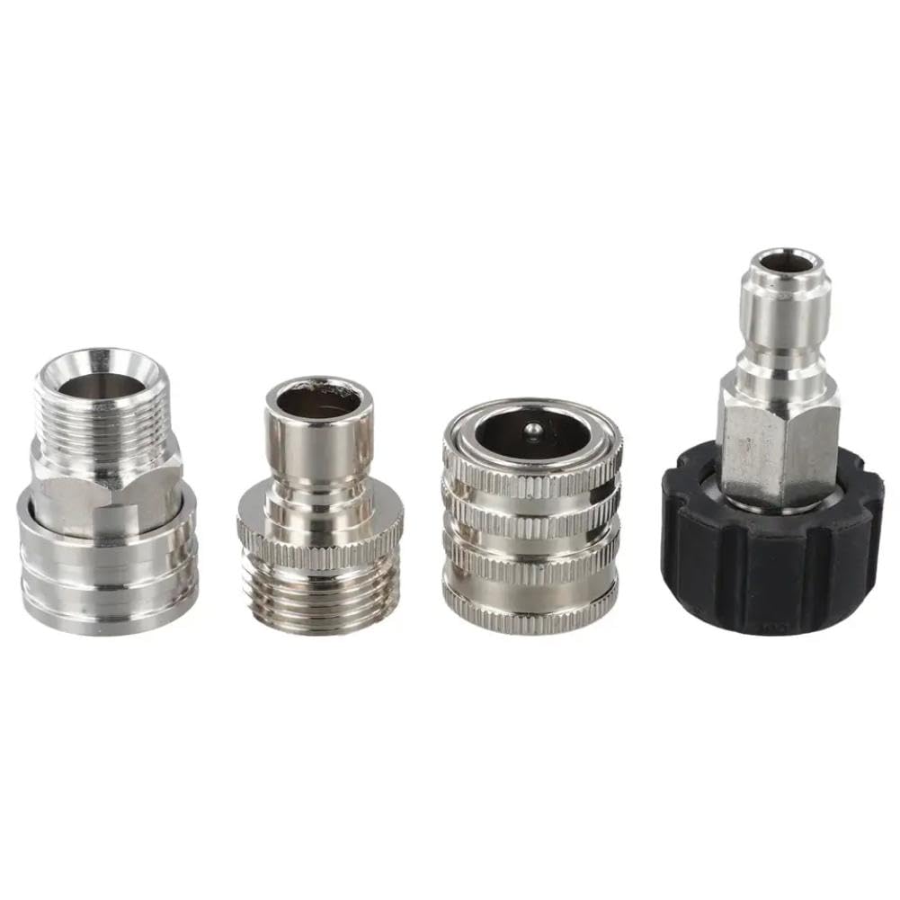 Set di adattatori per raccordi a connessione Rapida da 38 Pezzi per idropulitrici in Acciaio Inossidabile e Ottone compatibili con i Modelli di idropulitrici(Four-Piece Sets)
