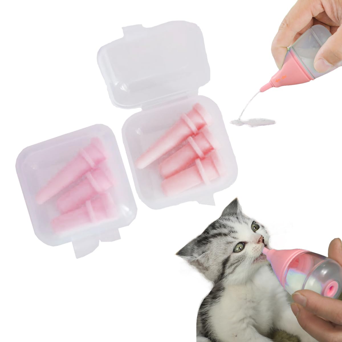 6pcs Replaceable and Reusable Silicone Nipples for Kitten Bottles for Nursing,Puppy Bottles for Nursing Puppy Milk, Anti-Choking Puppy Feeder Design,