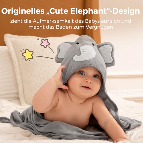momcozy Baby Badetuch Set, 8-teiliges Babyhandtuch Set, 2X Baby Kapuzenhandtuch 76X76 cm und 6X Baby Waschlappen 24x24cm, Babyhandtuch mit Kapuze für Neugeborene, Weich & Super Saugfähig, Unisex