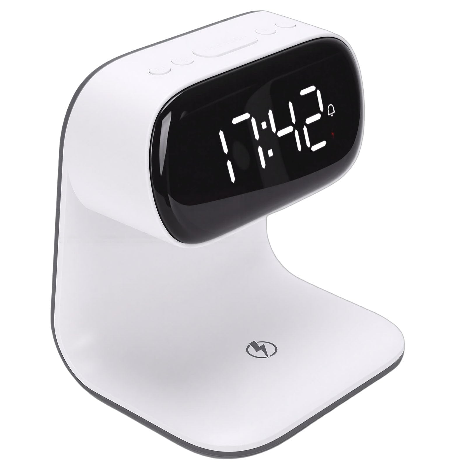 Jiawu Sveglia Digitale Intelligente, Stazione di Ricarica Wireless Veloce da 15 W, Lampada Touch Smart con Luce Notturna Regolabile a 3 Livelli e Design 3 in 1 per Camera da Letto, Soggiorno, Comodino