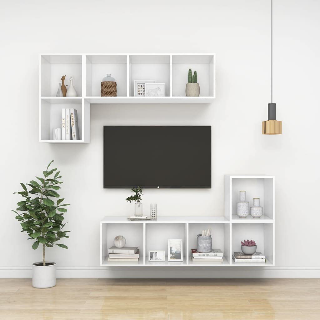 Set di 4 mensole da parete bianche, 37 x 37 x 37 cm, in legno per soggiorno, camera da letto, cucina, bagno, corridoio, ufficio, decorazione per bambini, salvaspazio