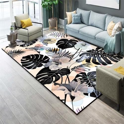 Tapis table basse rectangulaire 50x150cm noir et tapis chambre à coucher - 2