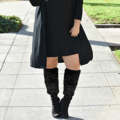 Image of BESPORTBLE Women Warmer Faux Rabbit Fur Leg Warm Cover Boot Shoe Warm Gaiter Cover for Ladies 30cm 1 Pair