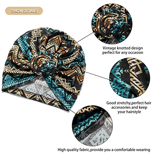 Image of KYNARI Turban Head Wraps for Women, Pretied Stretch Bonnet Hair Wrap | African Knot Turban Hats Pre Twist Headwear Soft Head Scarf Elastic and Breathable Head Covering Cancer Caps for Black Women