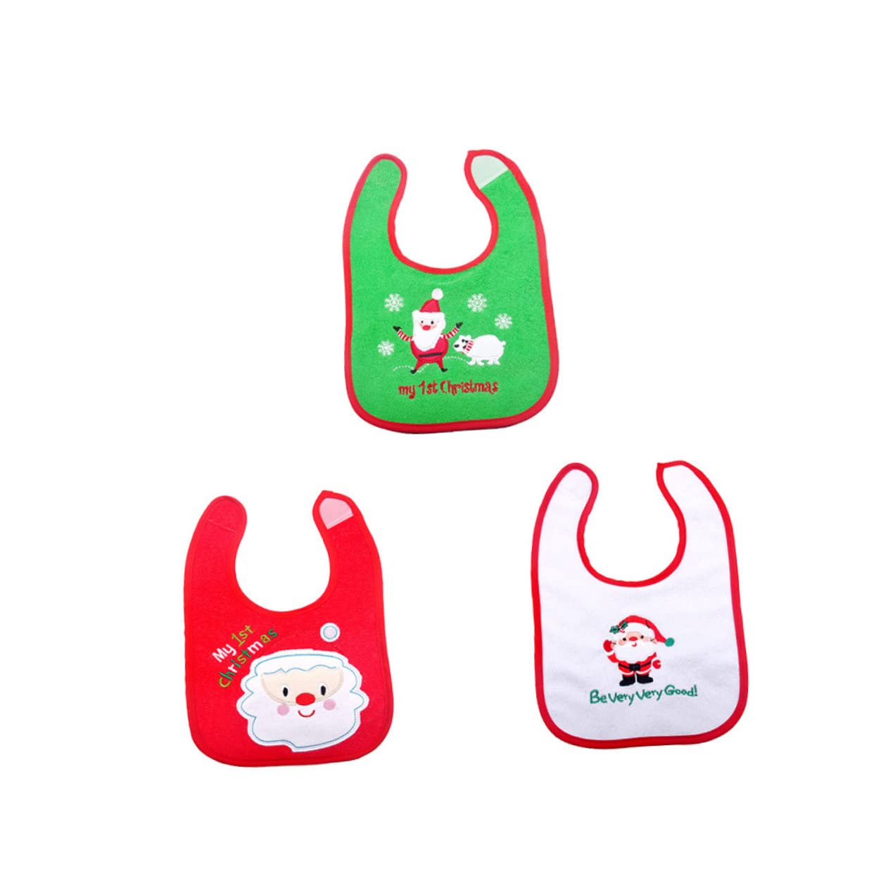 ibasenice 9piezas Baberos De Alimentación Para Bebés Recogedor Diseño Navideño De Santa Claus Perfectos Comida Dentición