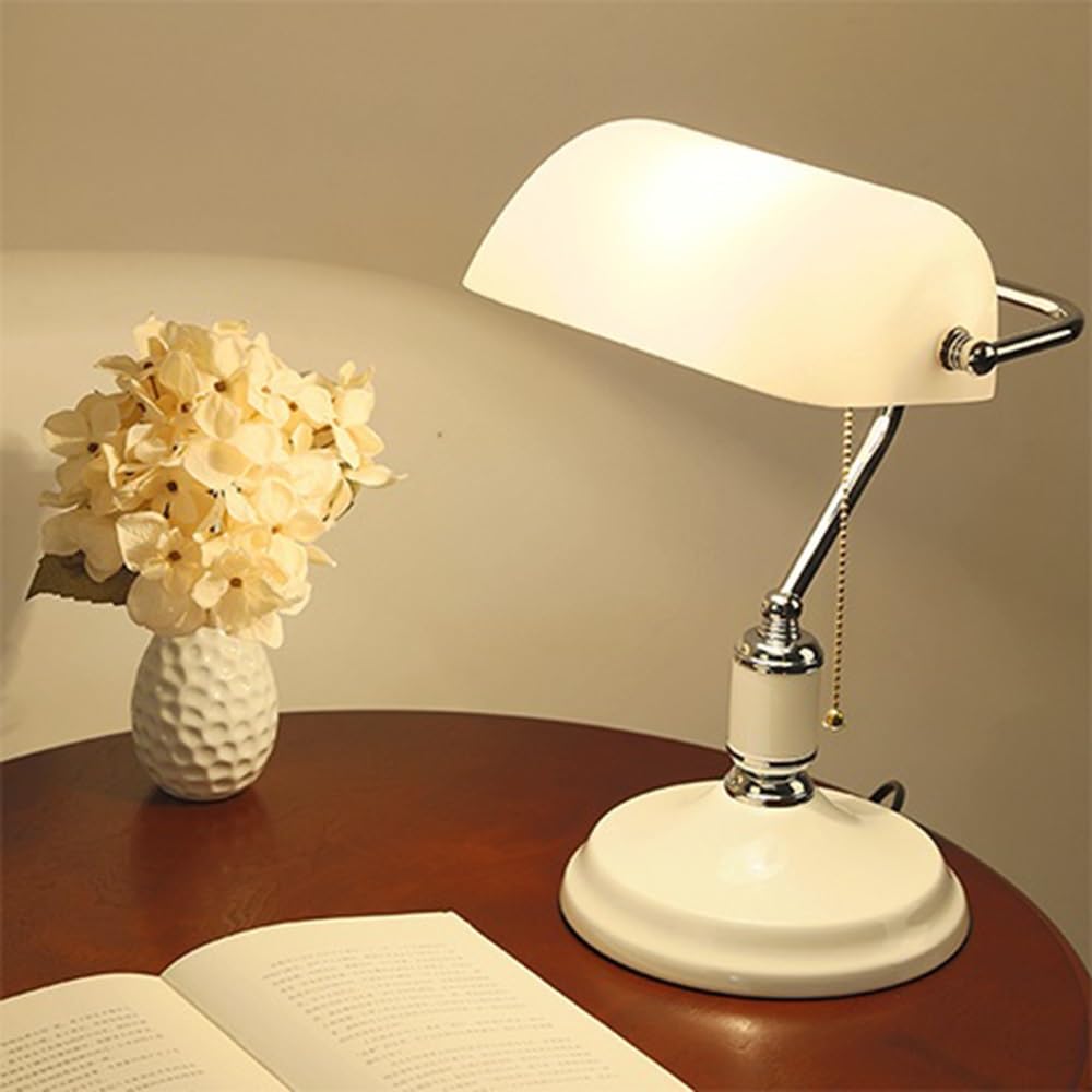 Lampka nocna Lampa stołowa Vintage z przełącznikiem sznurkowym nocna biurkowa Sypialnia Salon Gabinet Szklany klosz