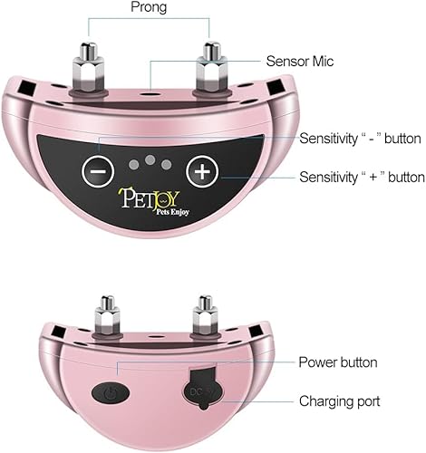 Miniatura 2 de PetJoy Collar antiladridos para perros grandes, collar de ladrido recargable con 5 sensibilidad ajustable y 7 niveles progresivos con pitido y