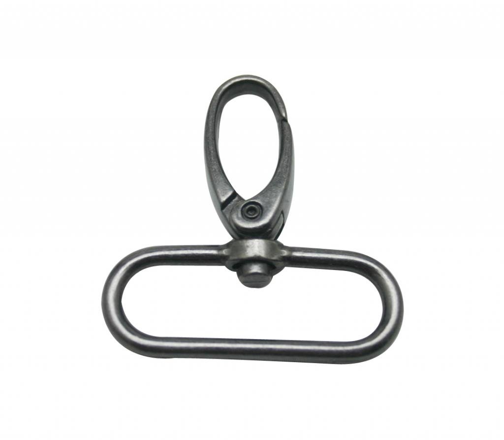 Fermoir homard griffe pivotant noir 3,8 cm bague ovale haute finition