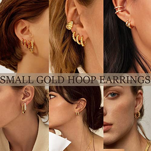 Brass Gold Huggie Hoop Earrings Set For Women Girls, Small Tiny Cartilage Hoops Earrings For Women Trendy, Hypoallergenic Hoop Earrings Jewelry For Multiple Piercing #TOP2