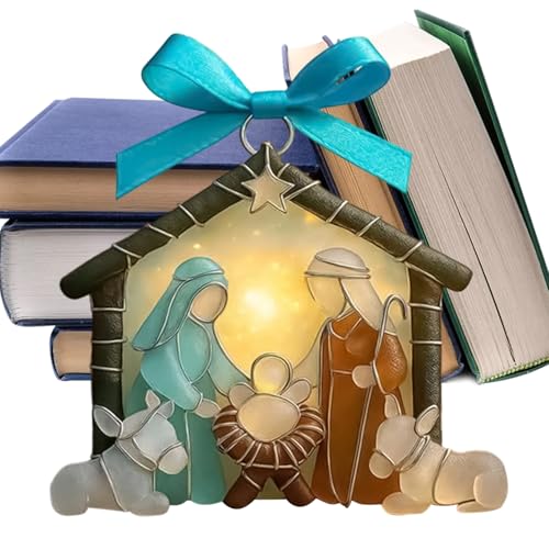 Zetqhuu Colgante Navideño del Nacimiento,Centro De Mesa Plano 2D - De Acrílico De Belen para Árbol De Navidad | para Repisa, Dormitorio, Sala De Estar, Mesita De Noche Y