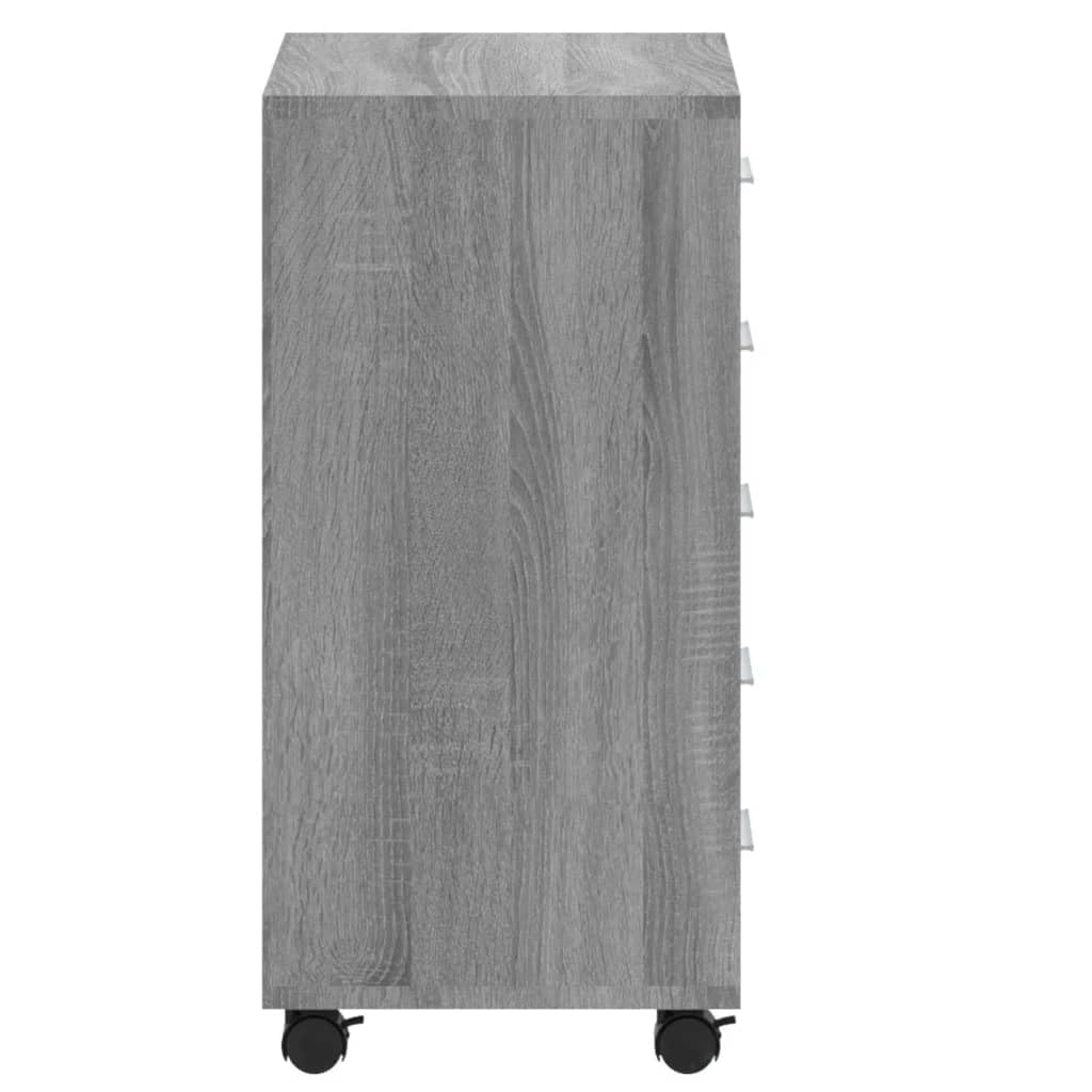 vidaXL Armoire à Tiroirs avec Roulettes Armoire de Rangement Organisateur Meuble de Bureau Chambre d'Enfant Intérieur Sonoma Gris Bois d'Ingénierie