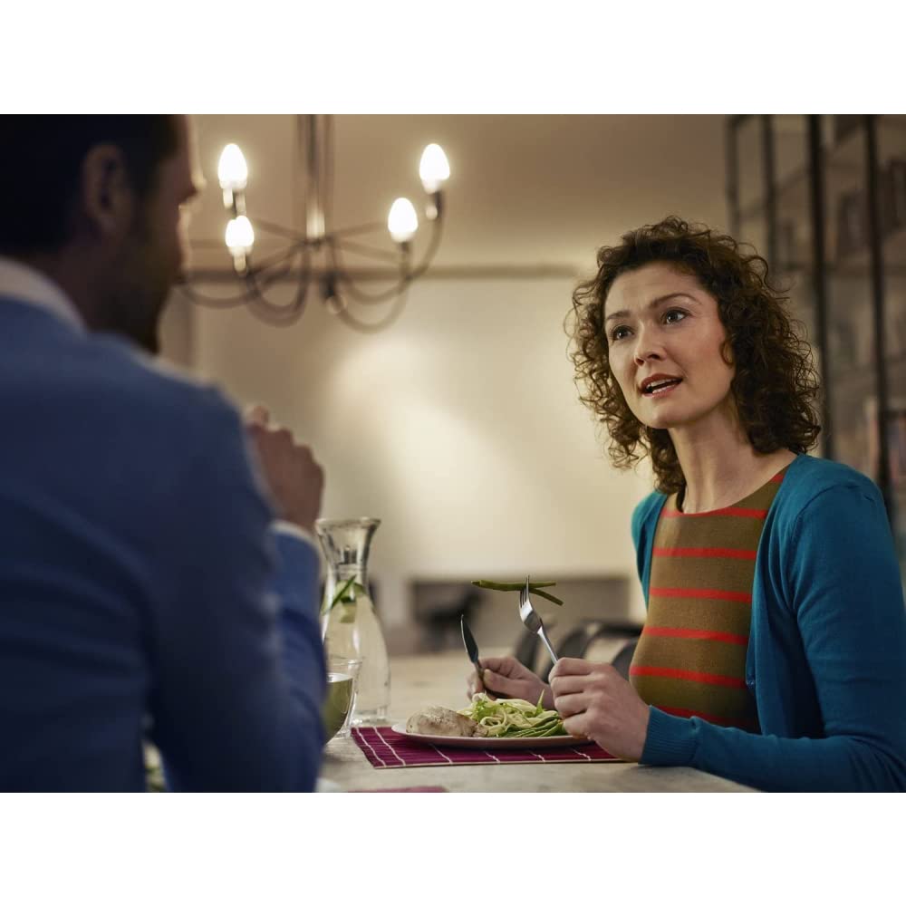 Philips Master Value LED 3,4 W (40 W Ersatz) B35 Filament Kerze, dimmbar, E14 SES kleine Edison-Schraube, 2700 K Warmweiß, 470 Lumen, 15000 Stunden, klare Lampe (1) [Energieklasse D] – 10 Stück