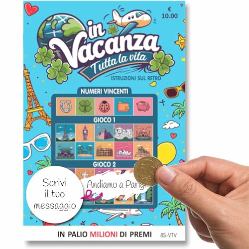 Biglietto Viaggio Sorpresa gratta e vinci Buono viaggio regalo personalizzato per viaggiatori Regalo coppia per viaggio aereo nave crociera per Compleanno Anniversario San Valentino Natale senza busta