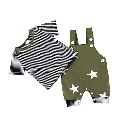 NCONCO Baby Peuter Jongen Kleding Set Gestreepte T-Shirt Sterren Overalls Shorts - Image 4