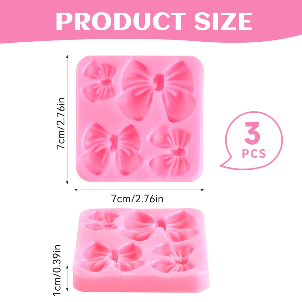 3 moldes de chocolate con lazo, molde de chocolate de silicona rosa, moldes de caramelo para bodas, fiestas de cumpleaños, suministros para hornear pasteles