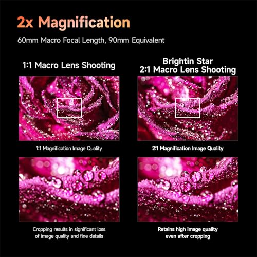 Image of Brightin Star 60mm F2.8 2X Macro Lens for Canon EF-M Mount Mirrorless Cameras, APS-C Manual Focus MF Prime Large Aperture Lens, Fit for M, M2, M3, M5, M6, M10, M100, M50, M200