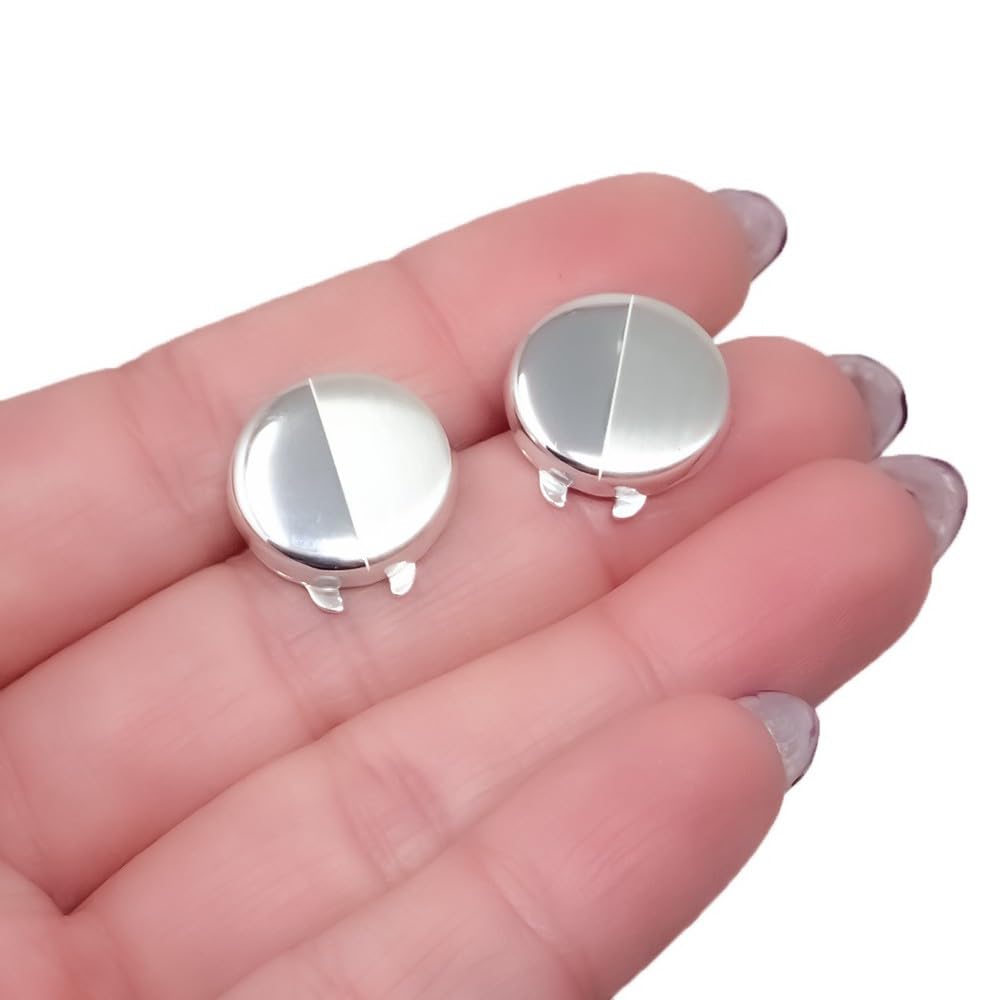 Copribottoni rotondi da uomo in argento sterling 925 da 16 mm. gemelli lucidi combinati opachi