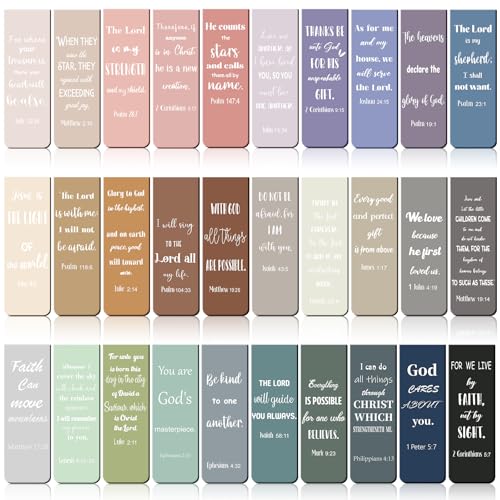 Chinco 30 Pcs Magnetic Christian Bookmarks - Bible Verse Inspirational Scripture Page Clips Religious Prayer Bookmarks for Women Kids Teachers Church Supplies & School Gifts(Morandi)