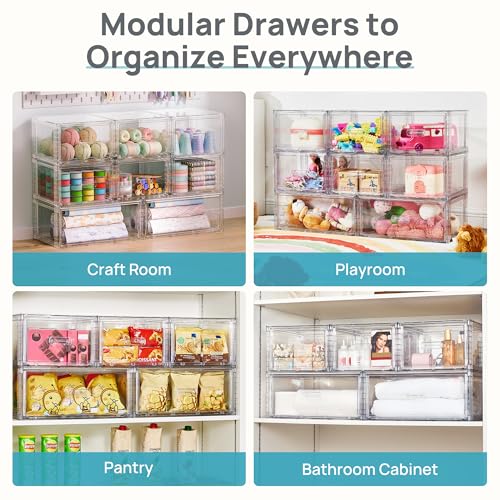 Vtopmart 4 Pack 18QT Clear Stackable Storage Drawers,Easily Assemble Closet Organizers,Plastic Storage Bins for Bathroom,Cabinet,Kitchen Pantry,Under Sink Organization(Medium) by Vtopmart - Image 9