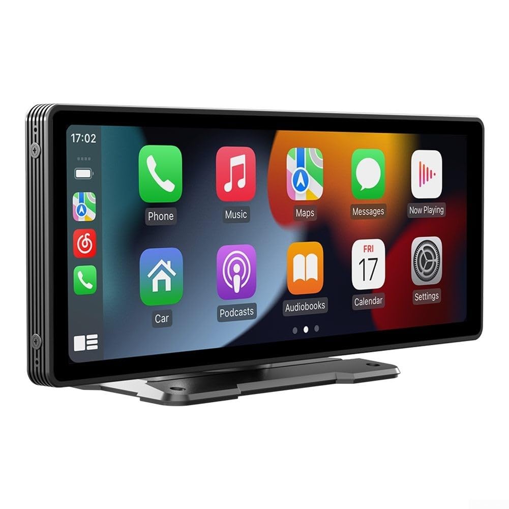 Lettore multimediale per auto, display IPS da 10,26 pollici, wireless, per schermo Carplay e unità principale con supporto per cruscotto, controllo vocale a mani libere, lettore video HD per
