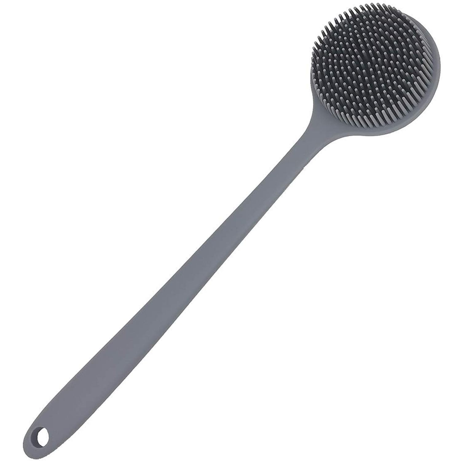 Silicone Body Scrubber for Shower with Long Handle Shower Brush for Exfoliating Skin Double Sided Shower Brush for Showers Exfoliating and Massage Long Handle Back Scrubber for Men Grey