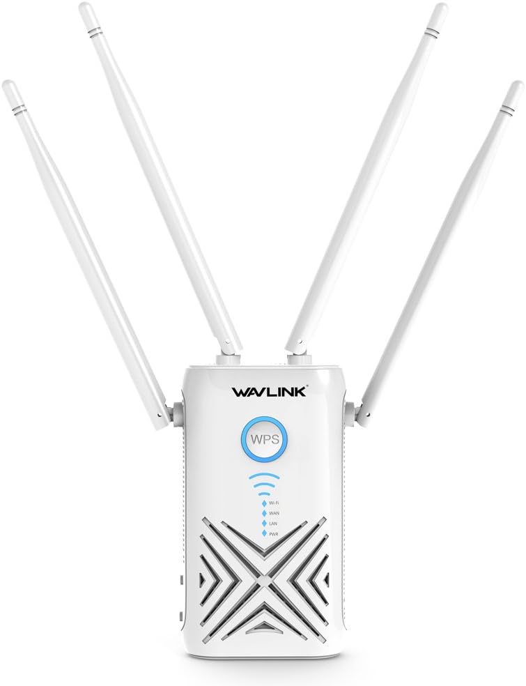 WAVLINK Dual Band 1200Mbps Gigabit WiFi Extender with 2 Gigabit Ethernet Port, Wi-Fi Signal Booster Range Extender/Wireless Router/Access Point 3 in 1, 4 x 5DBi Antennas, Plug and Play