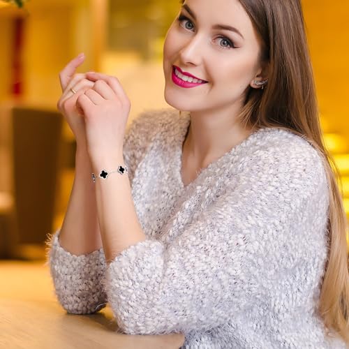 Clover Bracelets for Women 18k Gold Plated 4 Leaf Clover Bracelet Gold Silver Black White Red Cute Lucky Bracelets Jewelry Gifts Trendy for Women4