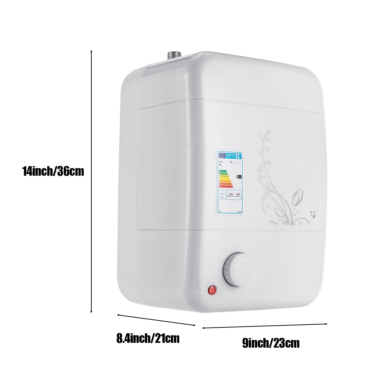 Serbatoio acqua calda da 8 l, piccolo serbatoio da 1500 W, scaldabagno 30-75 °C, resistente alla pressione, 0,7 Mpa, 23 x 21 x 36 cm