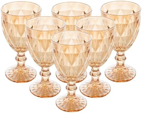 LYOR - Conjunto 6 Taças de Água Diamond 325ml Âmbar Metalizado Vi...