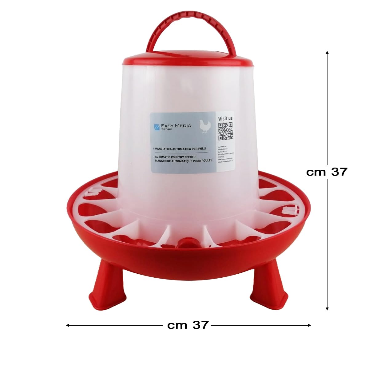Easy Media Mangiatoia da 9 Kg + Abbeveratoio da 11 L, con piedini, per pollame, distributore automatico mangime acqua, per polli galline