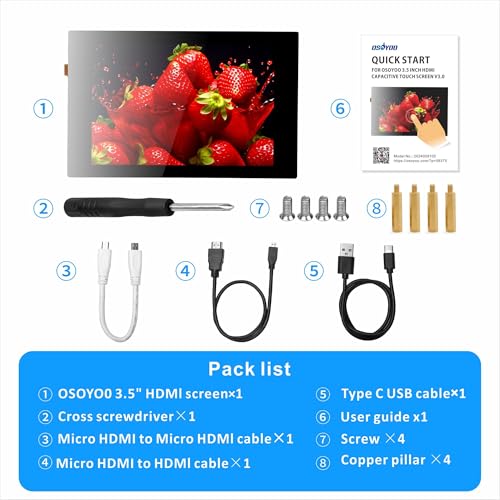 Image of OSOYOO 3.5 inch HDMI Capacitive Touch Screen for Jetson Nano /Raspberry Pi 5, 4, 3B / PC, Pulg and Play, Compatible with Windows 11 10 8 7, Raspberry Pi OS, Ubutun, Kali