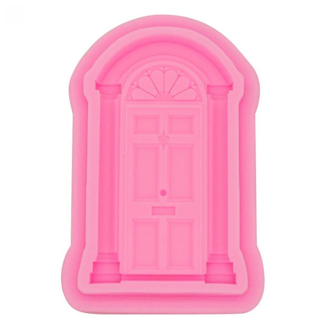 Tossper Pink Silicone Door Window Mold House Baking Mold Frame Cakes Border Pattern Mold For Fondant Pudding Soap Sugarcraft Candy Cake Decoration